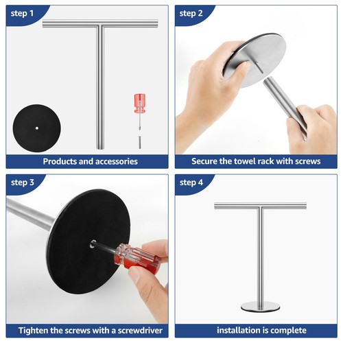 T-Shape Hand Towel Stand Stainless Steel Towel Holder Stand Rustproof PisbV - Picture 4 of 22