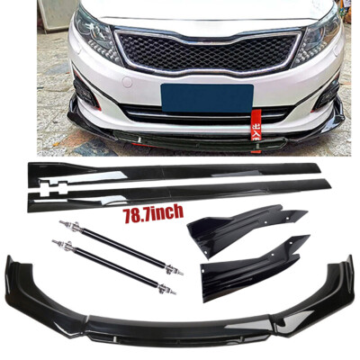 For Kia Optima K5 Rio Forte Glossy Black Front Bumper Spoiler Bod Kit Side Skirt