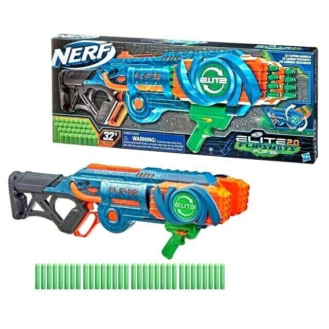 Nerf Elite 2.0 Flipshots Flip-32 Blaster, 32 Dart Barrels Flip to Double  Your Firepower, 32-Dart Capacity, 32 Nerf Darts 