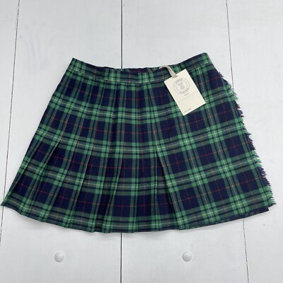 Vintage David Brooks Ltd Urban Renewal Green Pleated Plaid Skirt