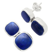 Elegant Double Gemstone Stud Earrings for Women in 925 Sterling Silver AGE1011