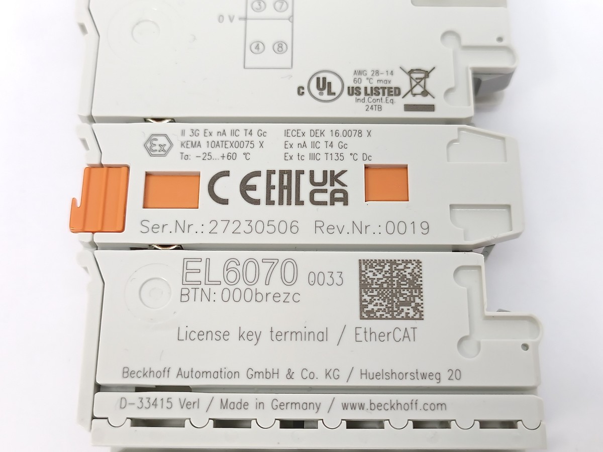 Beckhoff EL6070-0033 EtherCAT Terminal, license key for Beckhoff EL6070-0033 EtherCAT Terminal, license key for