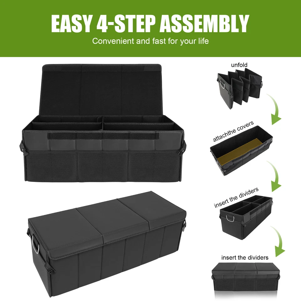 For Nissan Leather SUV Car Rear Trunk Storage Box Organizer Large Bag Foldable - Image 4 of 4