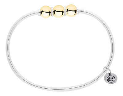 Cape Cod .925 Sterling Silver 14Kt Yellow Gold Triple Ball Bracelet in Gift Box