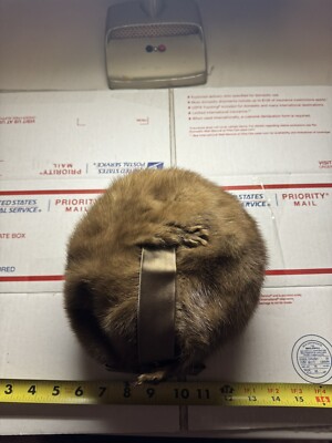 Vintage Amrose New York Brown Mink Fur Hat Satin Lining 22\