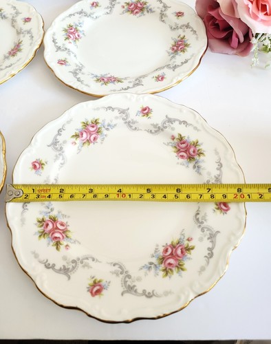Vintage Royal Albert Tranquility Set of 6 Salad Plates Pink Floral Rose & Gold - Picture 7 of 10