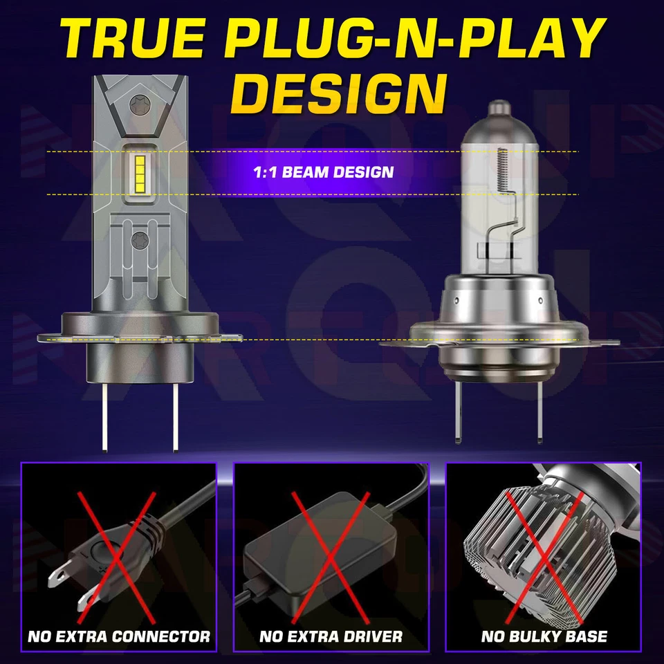 For Smart Fortwo 2008-2015 - Bright 6000K LED Headlight Bulbs Hi & Lo Beam Qty 2 - Image 3 of 4