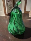 Vintage Hand Blown Murano Art Glass Fruit - Green Pear Heavy