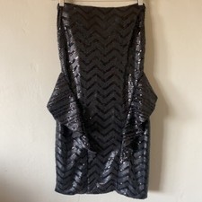 Bebe Black Sequence Dress with Side Ruffles