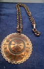 Copper Primitive Tribal Engraved 2 1/2" Medalion Necklace Vtg A313