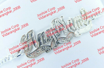 PERSONALIZED STERLING SILVER CURB CUBAN  NAME PLATE BRACELET * FREE US SHIPPING 