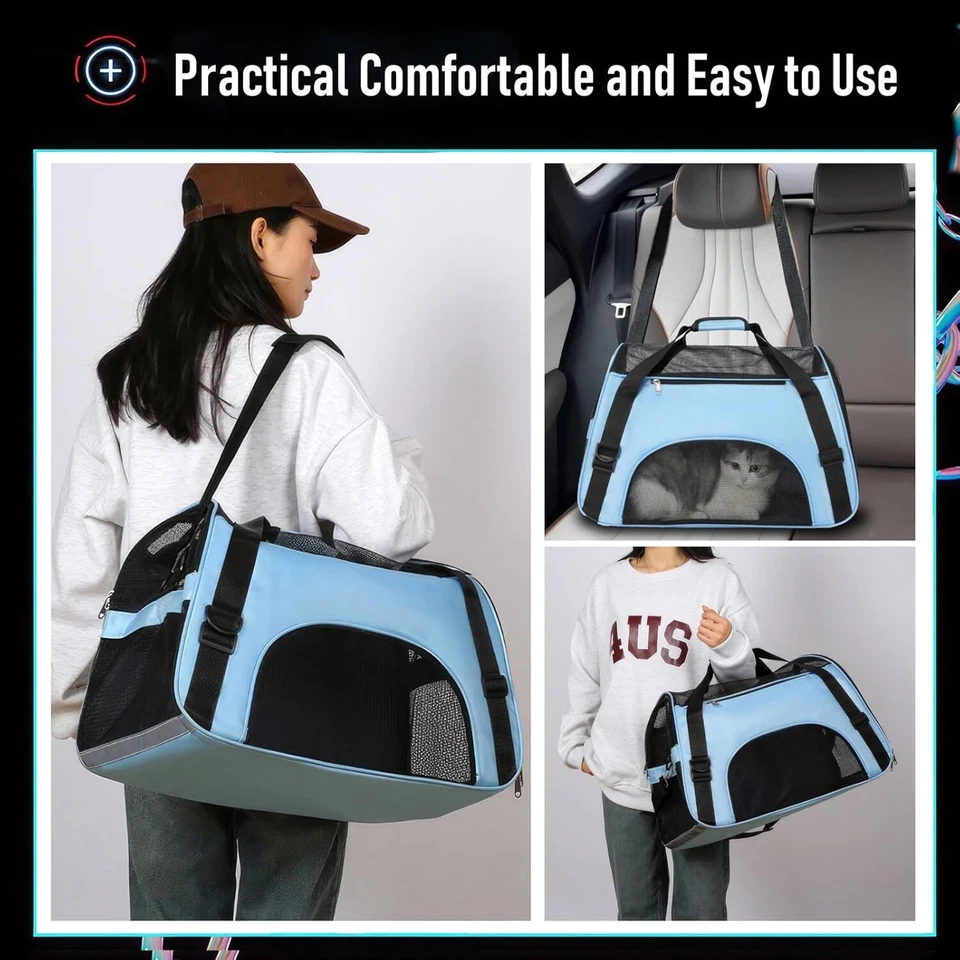 Hundetasche Hundebox mit Meshfenster, Katzentransportbox mit Kissen Multi-Style - Bild 3 von 4