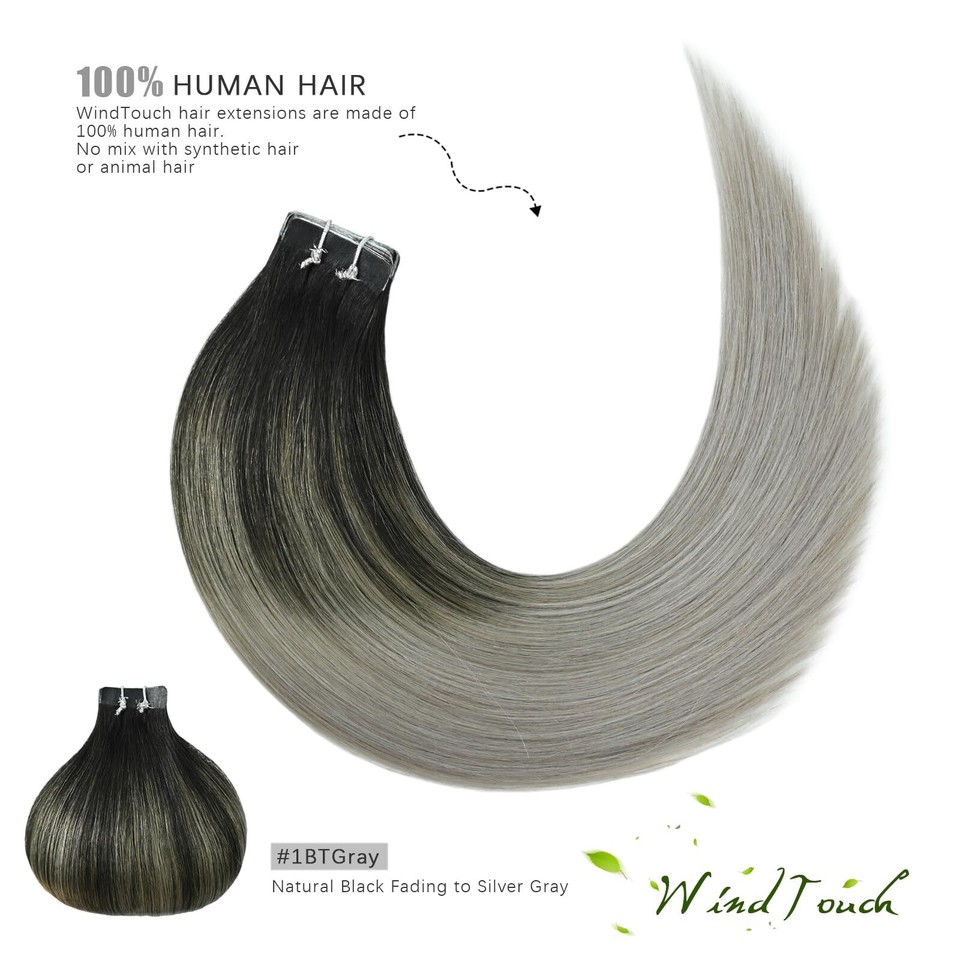 WindTouch Tape In Hair Extensions Human Hair Double Sided Tape Skin Weft Bala... eBay