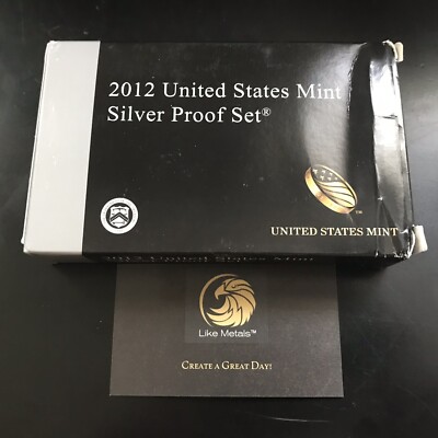 14 coins 2012 US Mint Silver Proof Set in box with COA
