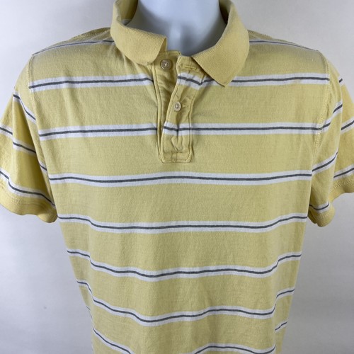 Urban Pipeline Polo Shirt Men's Large Short Sleeve Yellow Striped 100% Cotton - Picture 4 of 11