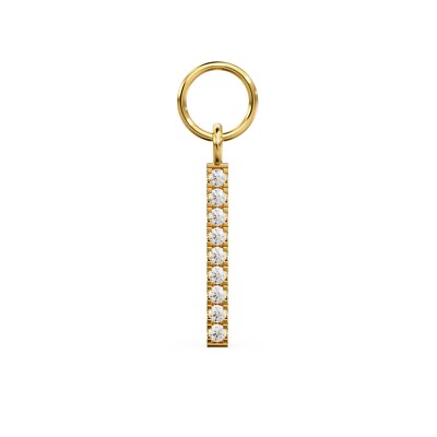 9 Steine Diamant Stab Anhänger 14k 18k massiv Gold Charm 24mm feiner Schmuck