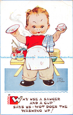 R538337 Why use a saucer and a cup Mabel Lucie Attwell Valentines 1956