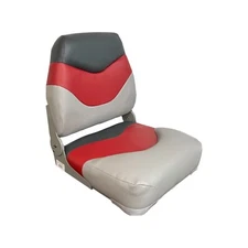 Boat Seat, Mid Back, Fold Down, Tracker Style 1011-ALEC Marble/Red/Charcoal