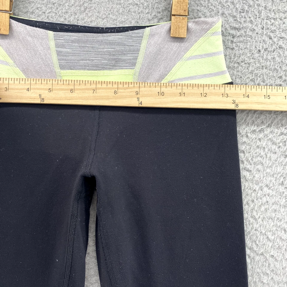 Leggings Lululemon Adulto 4 Negro Lima Rayas Cintura Capri Cómodos Elastizados Para Mujer Foto 3 de 4