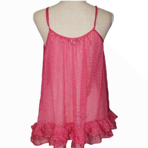 Victoria’s Secret Pink Sheer Polka Dot Ruffle Babydoll Sleepwear Size S - Picture 3 of 6
