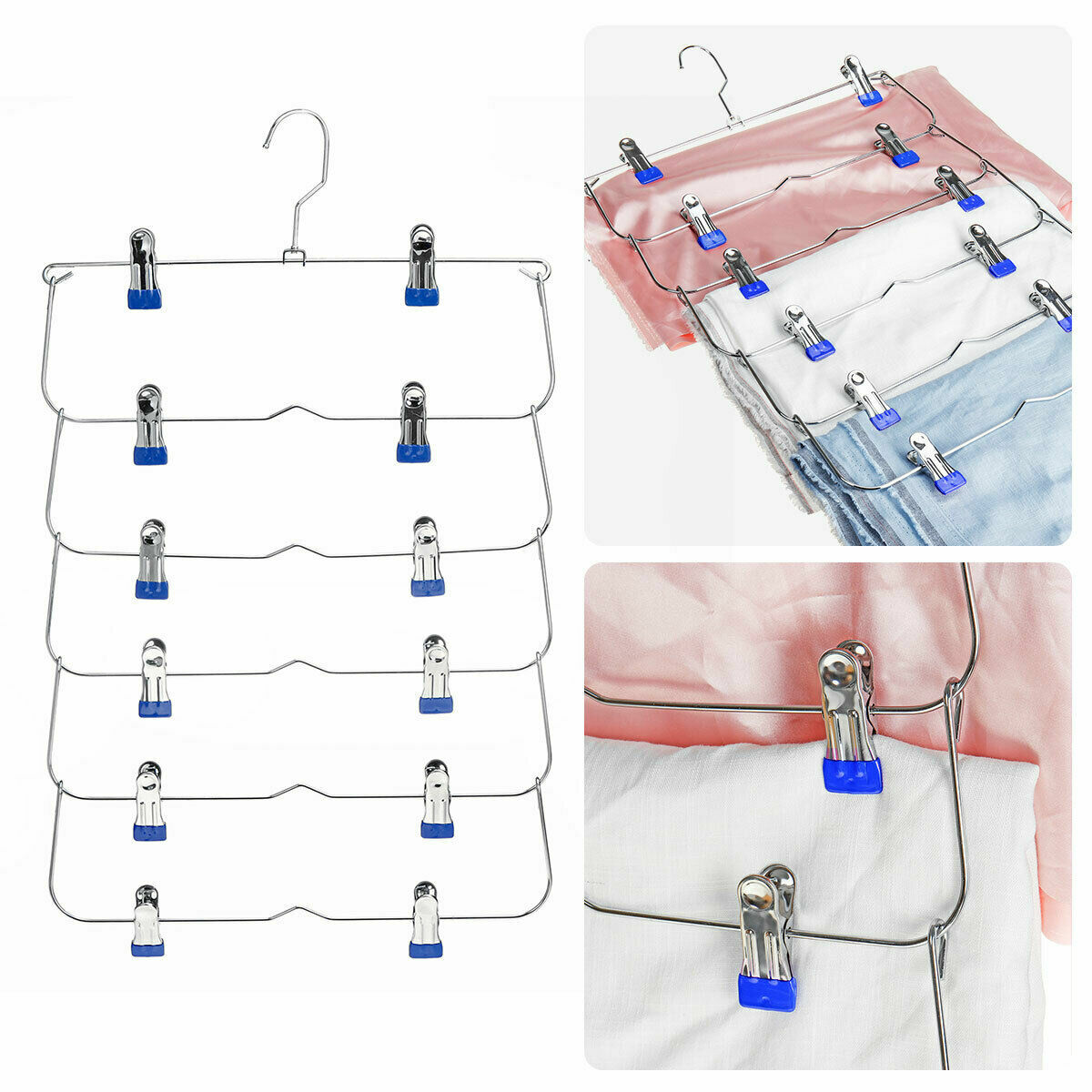 Clothes Pants Trouser Scarf Hanger Multi Layer Storage Rack Closet Space Saving