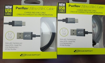 2 Bracketron PwrRev BT4-842-2 USB to USB-C Cable 3.2FT (1M) Charge  Sync Cable 