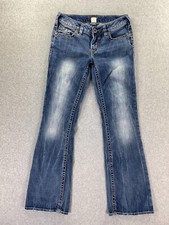 Silver Jeans Womens 28x33 Aiko Low Rise Bootcut Blue 5 Pocket Whisked Denim