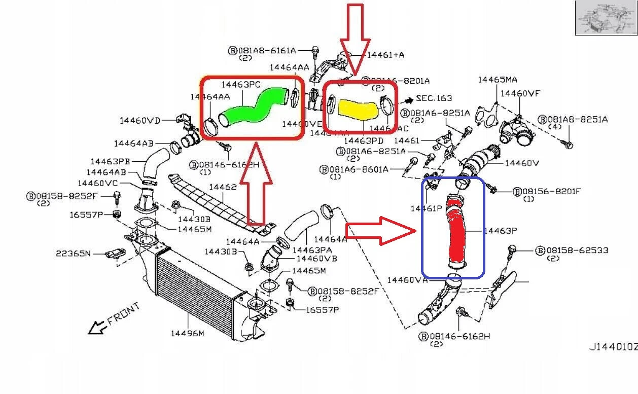 3x TURBO SCHLAUCH LADELUFTSCHLAUCH FÜR NISSAN NAVARA 3.0 dCi 4WD 144635X22C - Bild 17 von 17