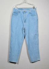 80s 90s Gitano 100% Cotton Light Blue Denim High Waisted Mom Jeans Sz 16 Short
