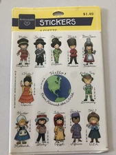 Vintage Hallmark Ambassador AROUND THE WORLD Stickers Joan Walsh Anglund Sealed!