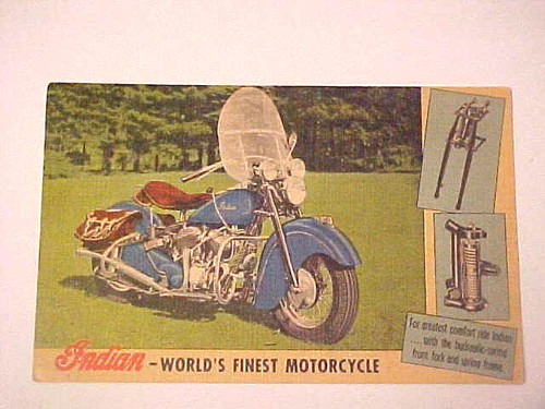 ORIGINAL INDIAN MOTORCYCLE DEALER POSTCARD PICTURE EARLY FREE SH NICE UNPOSTED