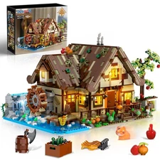 Wood Cabin Building Set with Light, 2570 PCS Wooden Forest House Mini Buildin...