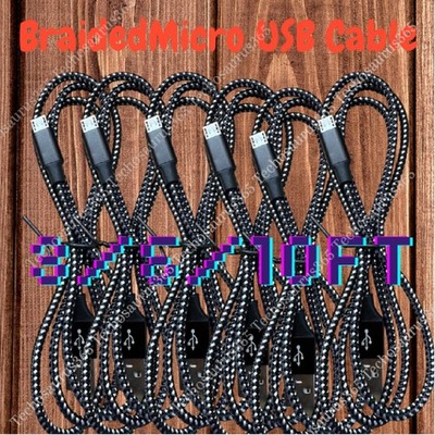 3/6/10FT Micro USB Fast Charger Cable For Samsung S7 S6 J5 LG Charging Data Cord