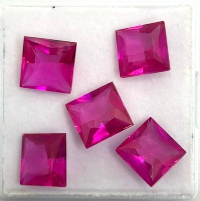 EGL Certified 30 Ct Pink Ruby Princess Cut loose Gemstone 6 Piece Lot