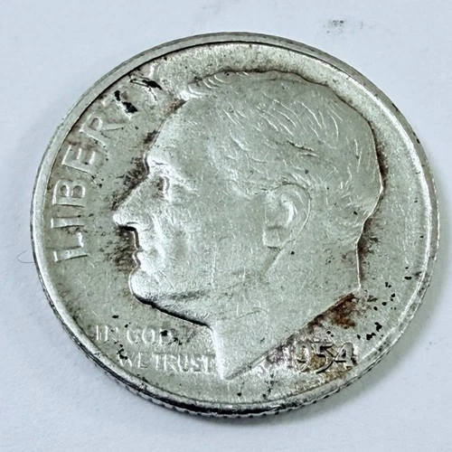 1954 S Roosevelt Dime 90% Silver 10c US Coin, VERY FINE CONDITION #6966