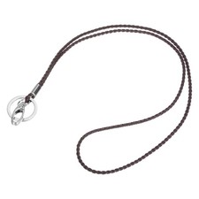 Office Leather Lanyards 19 Inch, Key Braided Lanyard Clasp/Ring Brown
