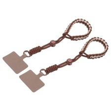 2PCS Phone Wrist Strap, Nylon Rope Phone Keychain with Tether Tab, Brown