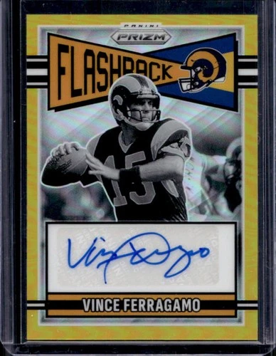 2025 Panini Prizm Vince Ferragamo Flashback Auto Autograph Gold #/10 Rams