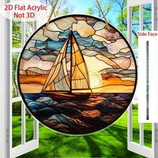 Sailboat Sunset Acrylic Suncatcher Nautical Coastal Home Window Hanging Decor