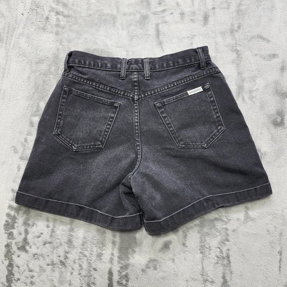 Pantalones Cortos Vintage Años 90 ARIZONA Jeans Company Mujeres 11 Juniors Negros Tiro Alto Puños Foto 3 de 4