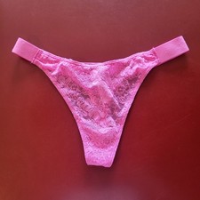 NEW Victoria's Secret PINK Floral Rhinestone Lace Thong Medium NWT