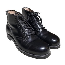 1970s Vtg US Navy Black Leather 8 Boondocker Chukka Steel Toe Boots 70s Deck