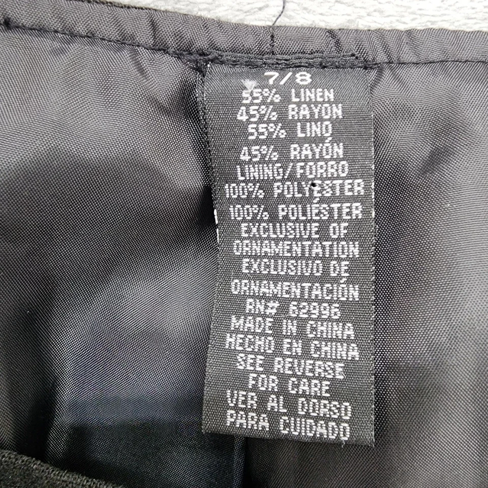 Pantalón Scarlett Vintage Mujer 7/8 Negro Floral Bordado Mezcla de Lino Forrado Corto Foto 3 de 4