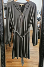 Michael Michael Kors Green Zip Front Belted V-Neck Long Sleeve Sheath XL