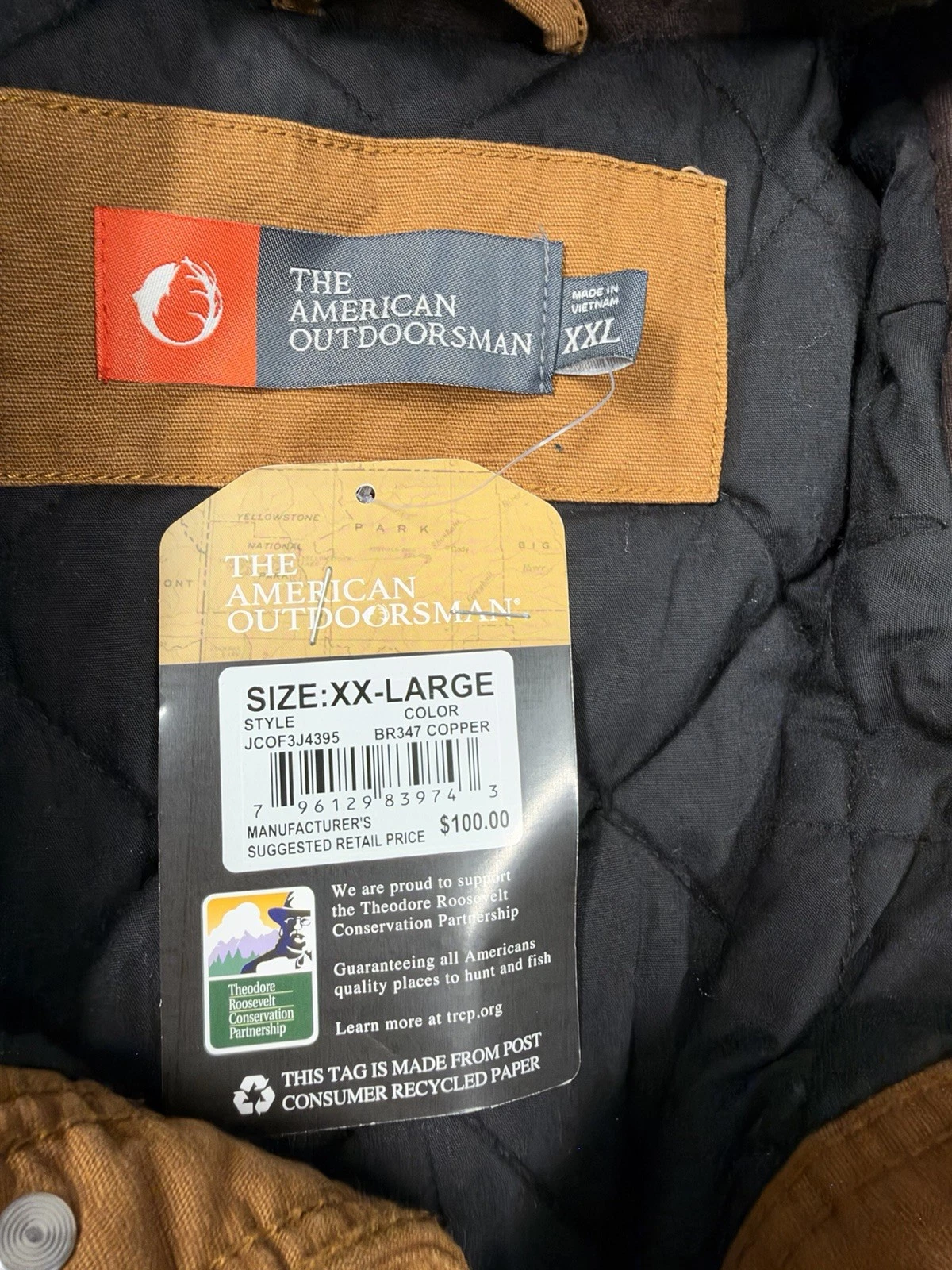 The American Outdoorsman Men’s Copper Canvas Quilted Lined Jacket NWT Size 2XL - product detail image 3