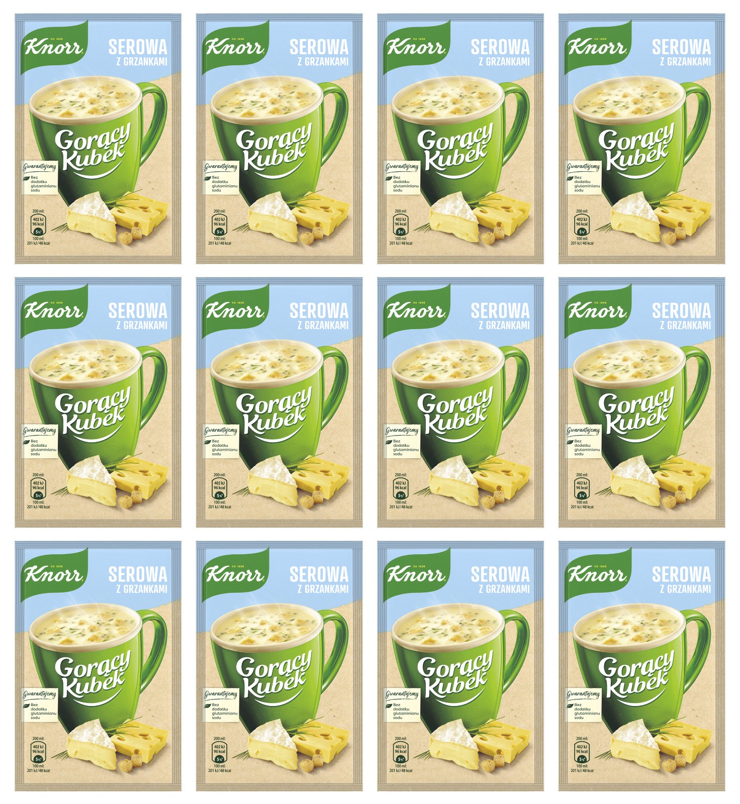 12 x Sopa de Queso Crema con Croutons Snack Instantáneo Taza a Sopa