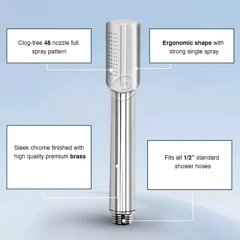 Chrome Finish Solid Brass Round Stick Hand Shower 1-Spray Replacement For GROHE - Image 3 of 4