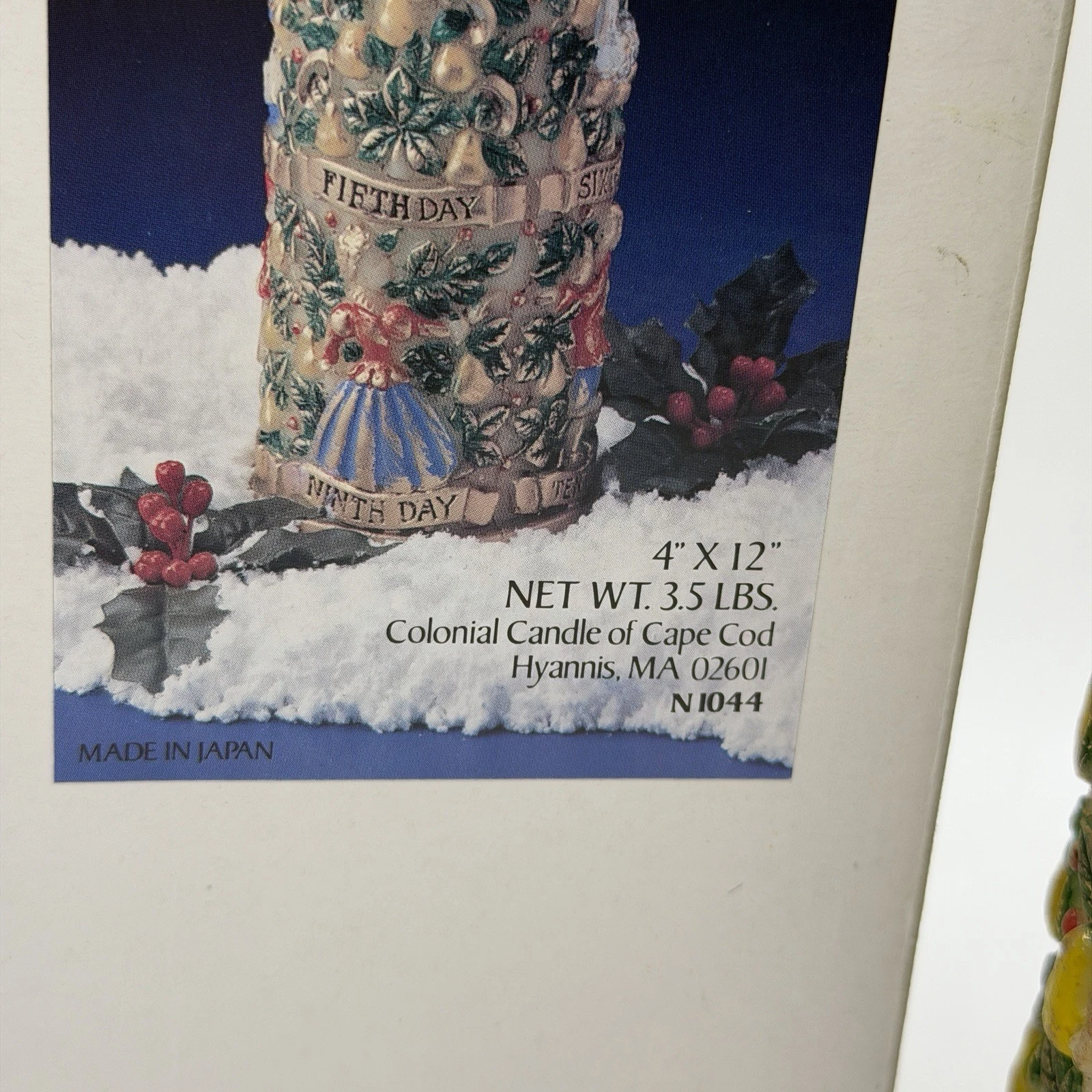 Large Candle 12 Twelve Days of Christmas Vintage Cottagecore Partridge Birds - product detail image 5