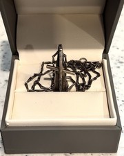 Silver Tone Metal Link Chain Necklace With Ba...