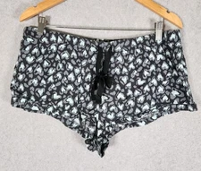 Victoria’s Secret Cheetah Hearts Pajama Boxer Shorts Short Bootie L Black Gray